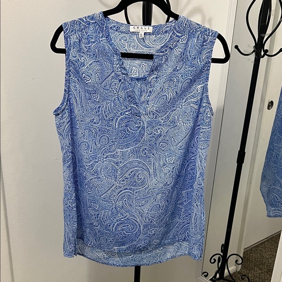 Chaus Sleeveless Top in Blue Paisley - Picture 1 of 6